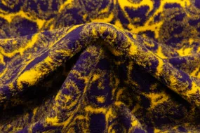 Abstract Italian Faux Fur Sherpa Fleece - Purple / Yellow