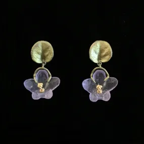 African Violet Earrings - Dangle Post