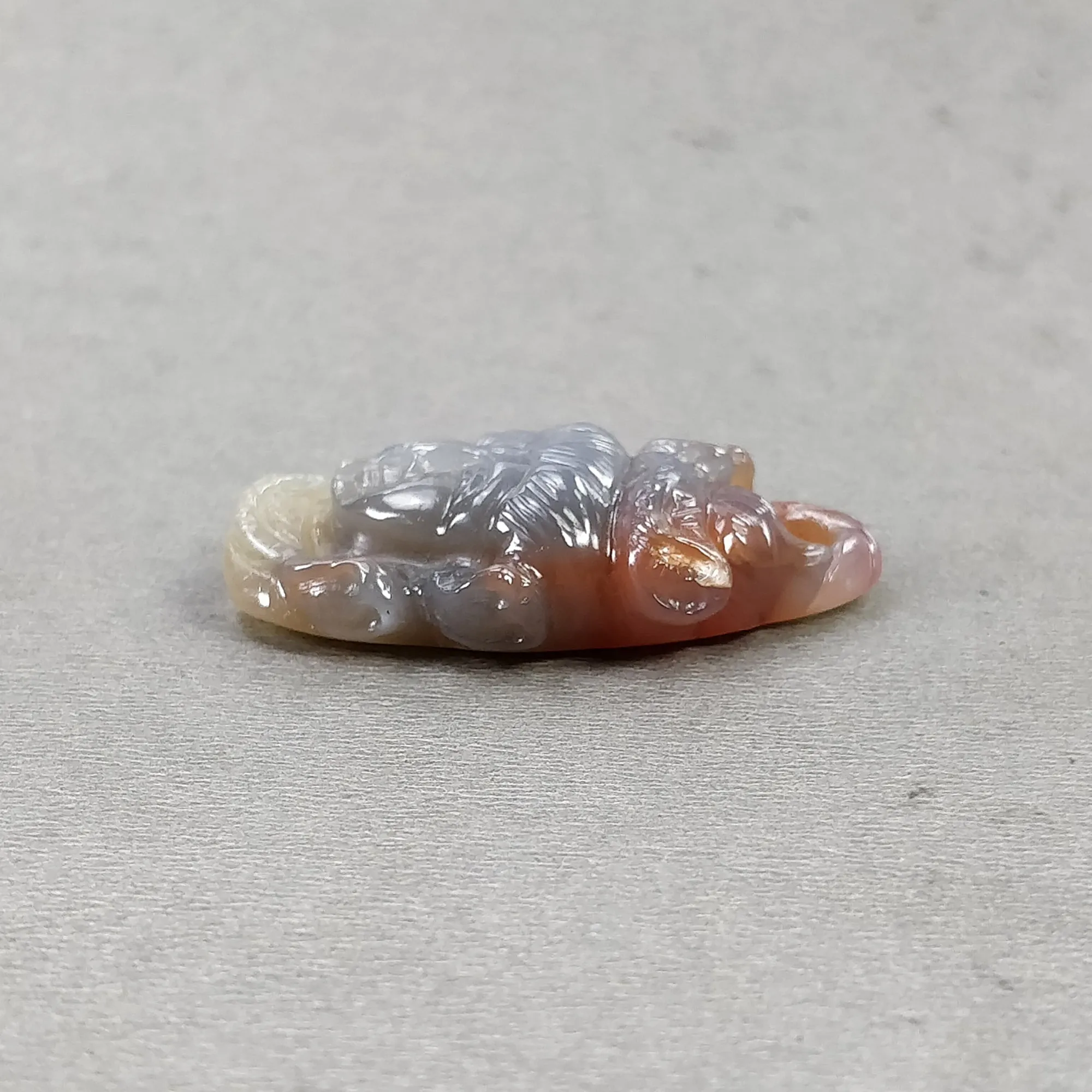 AGATE Gemstone Carving : 59.90cts Natural Untreated Unheated Orange Agate Hand Carved LORD SHIVA 41*24mm