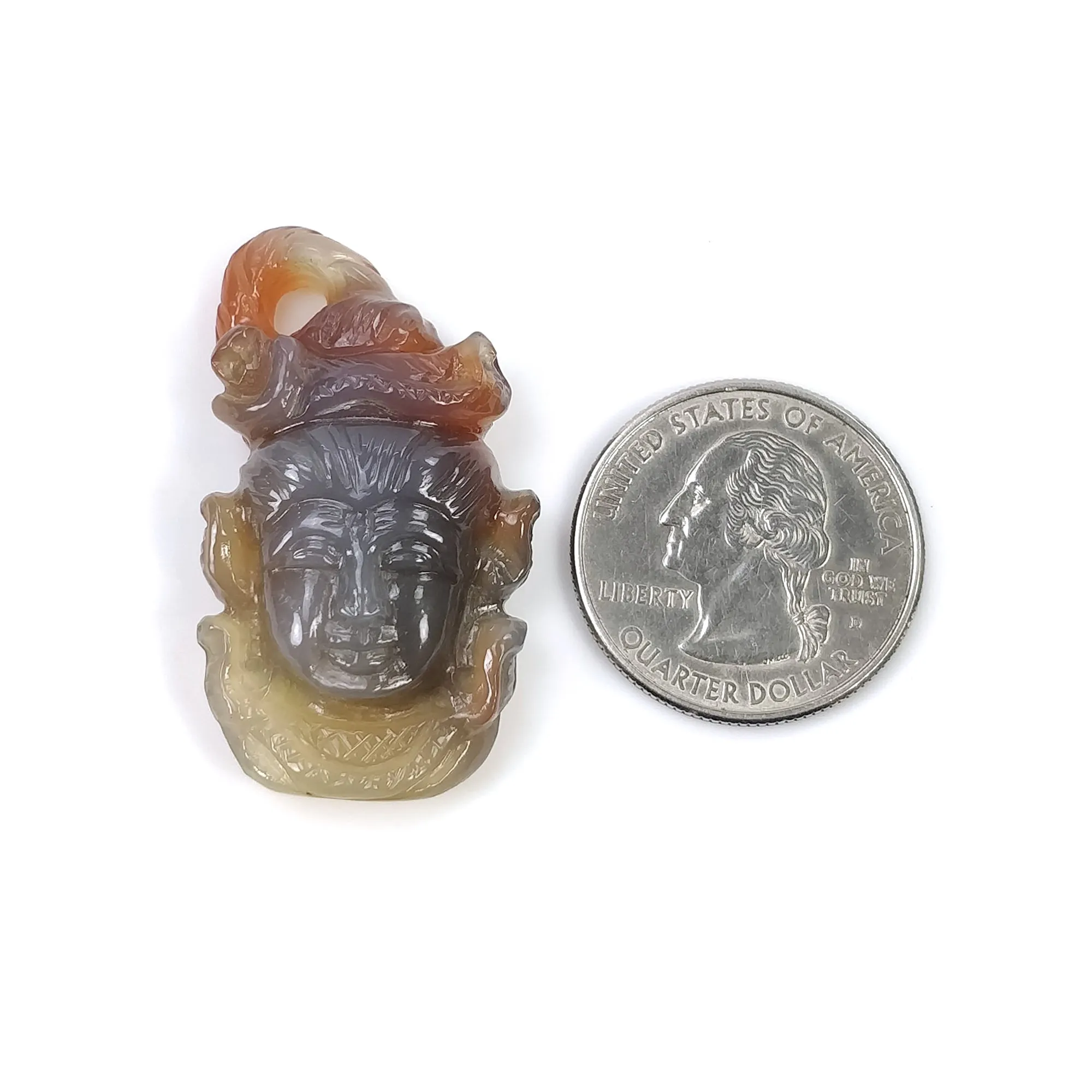 AGATE Gemstone Carving : 59.90cts Natural Untreated Unheated Orange Agate Hand Carved LORD SHIVA 41*24mm