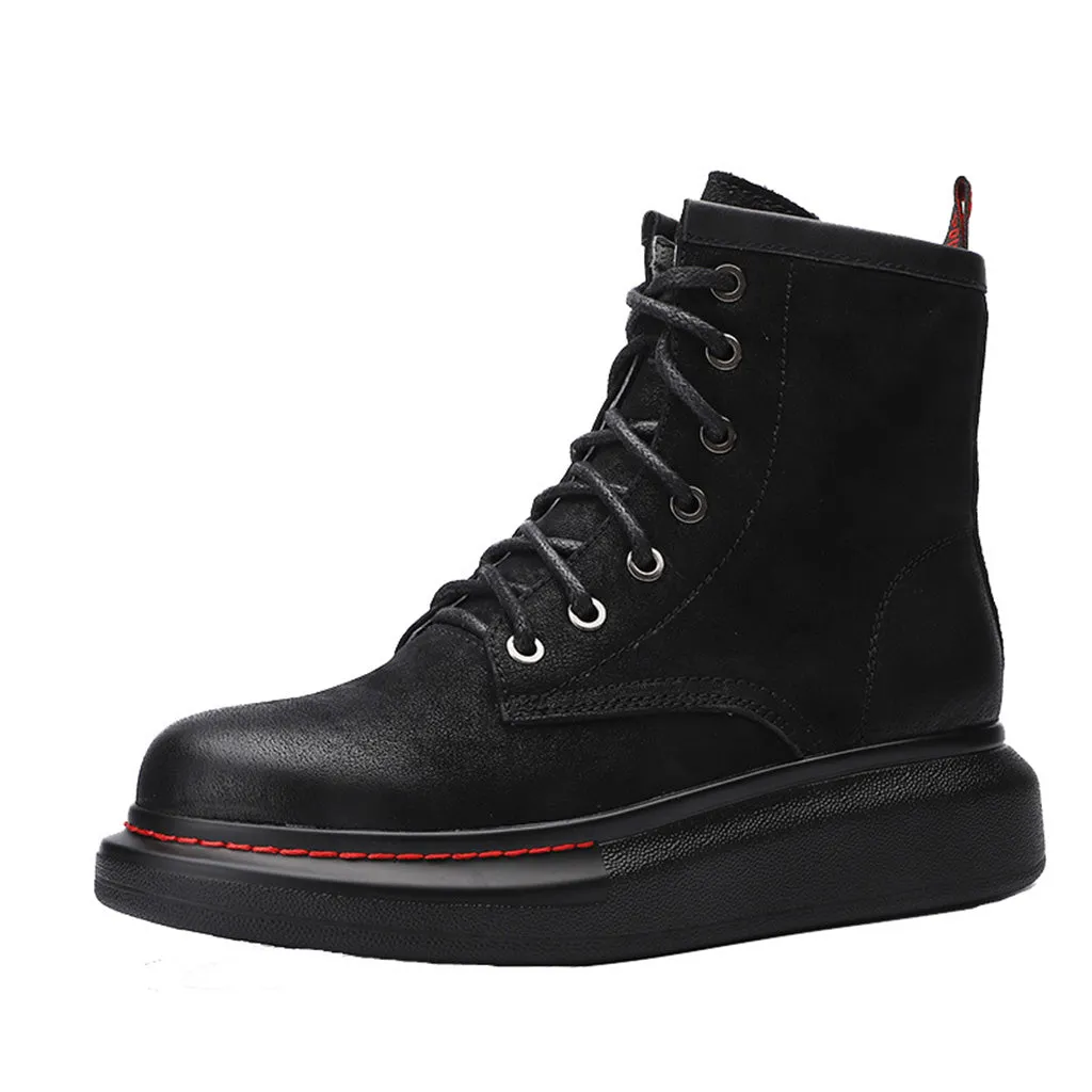 Autumn Winter Flat Leather Sports Fashion Women's Boots | Gift Shoes