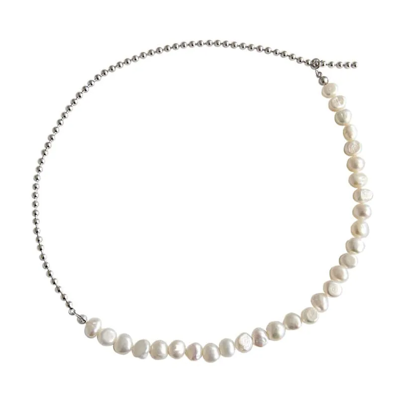 Baroque Pearl Silver Beaded Necklace