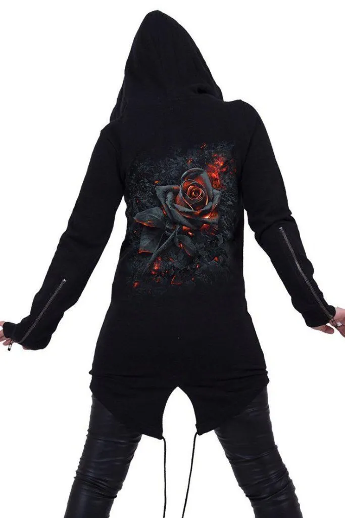 Burnt Rose - Ladies Fish Tail Full Zip Hoody - Zip Sleeve