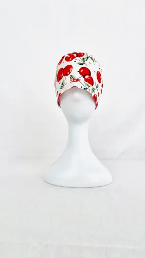 Cherry White Printed Surgical Hat