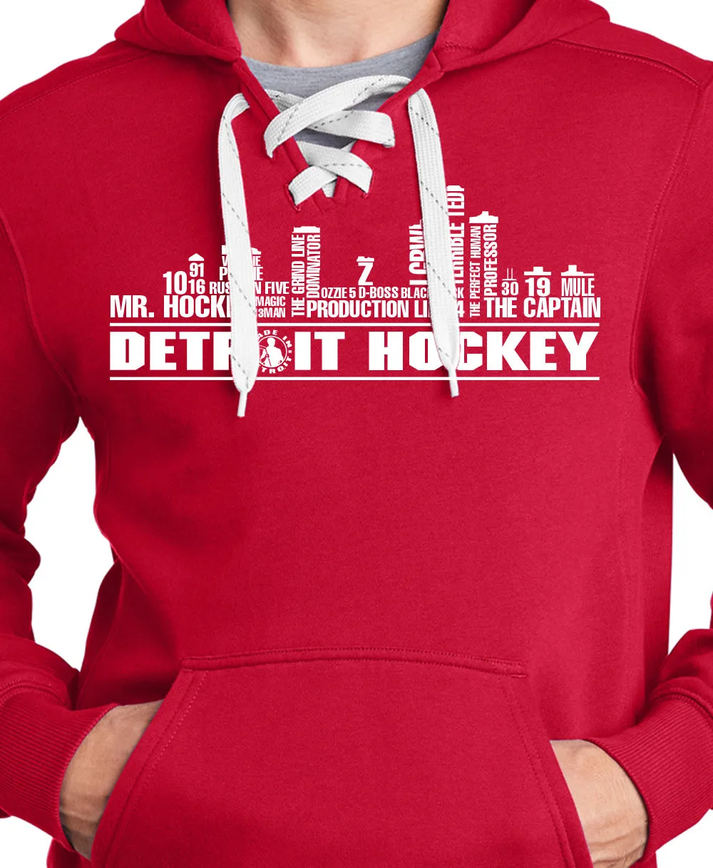 Detroit Hockey Skyline Lace Pullover