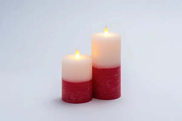 Luxury Lite Red and White/Green and White LED Wax Pillar Candle