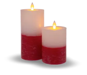 Luxury Lite Red and White/Green and White LED Wax Pillar Candle