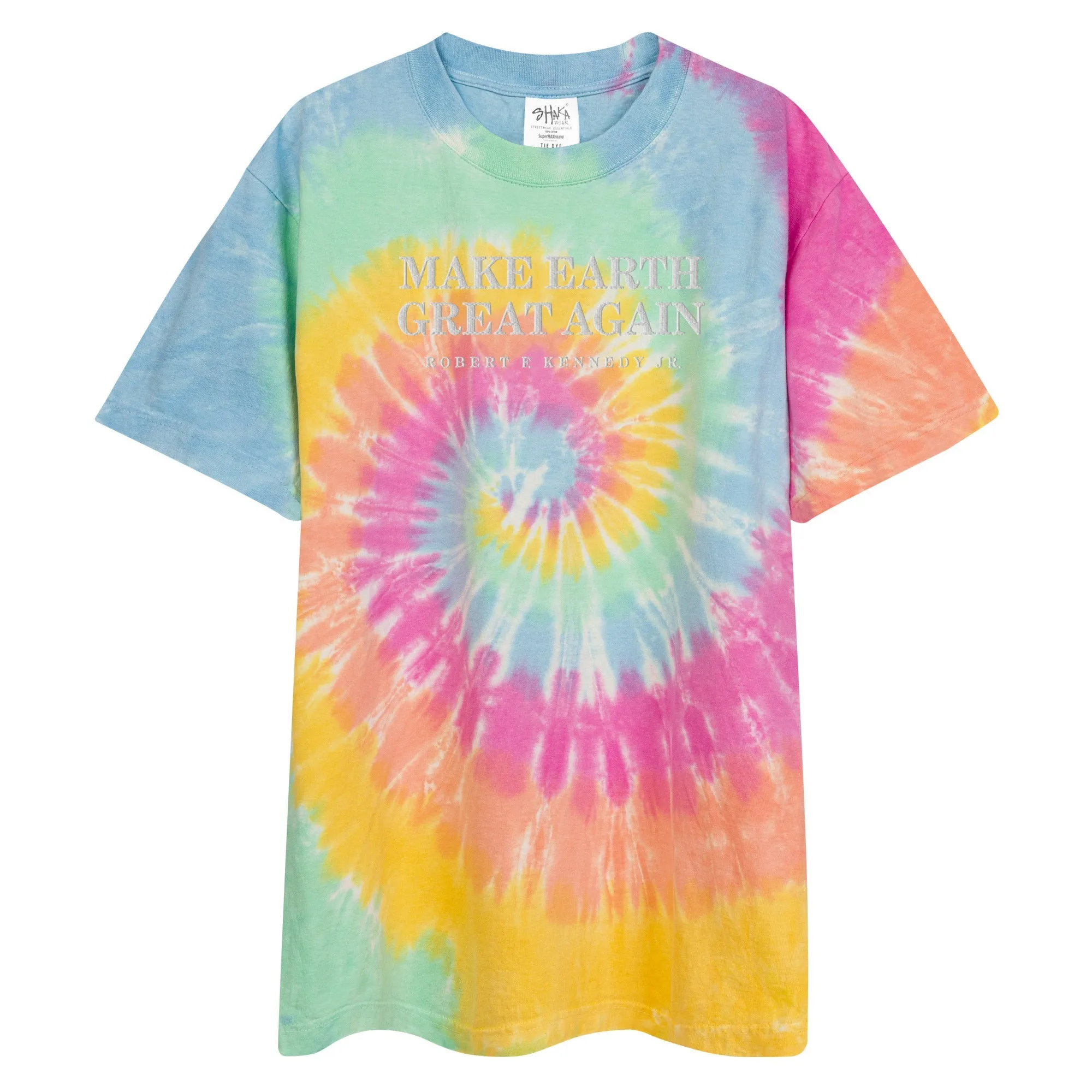 Make Earth Great Again Embroidered Oversized Tie-Dye Tee