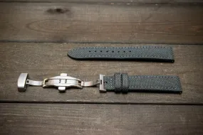 Sailcloth, Cordura military grade watch strap, Quick-release spring bars are installed, lined with Lorica eco-leather by FinWacthStraps® Deployment clasp installed.