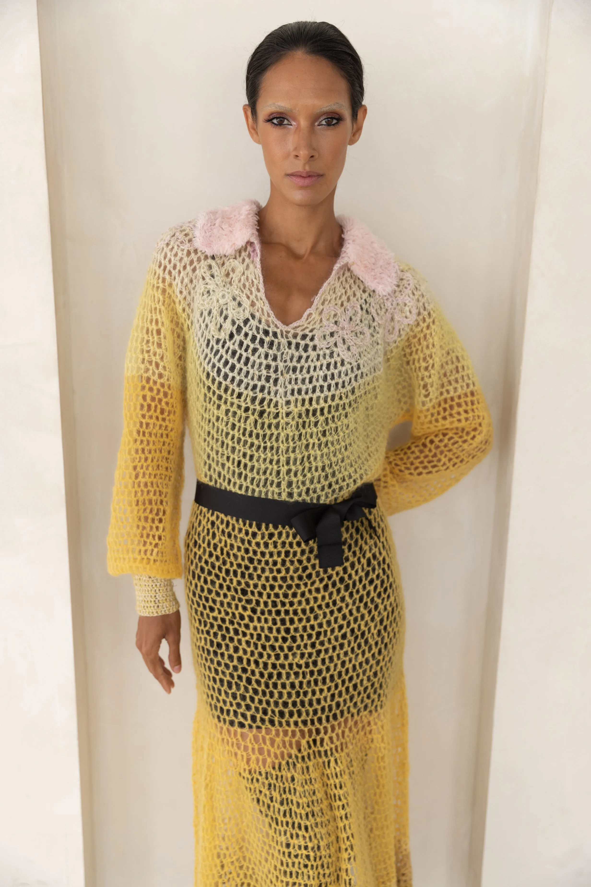 Yellow Rose Handmade Knit Dress