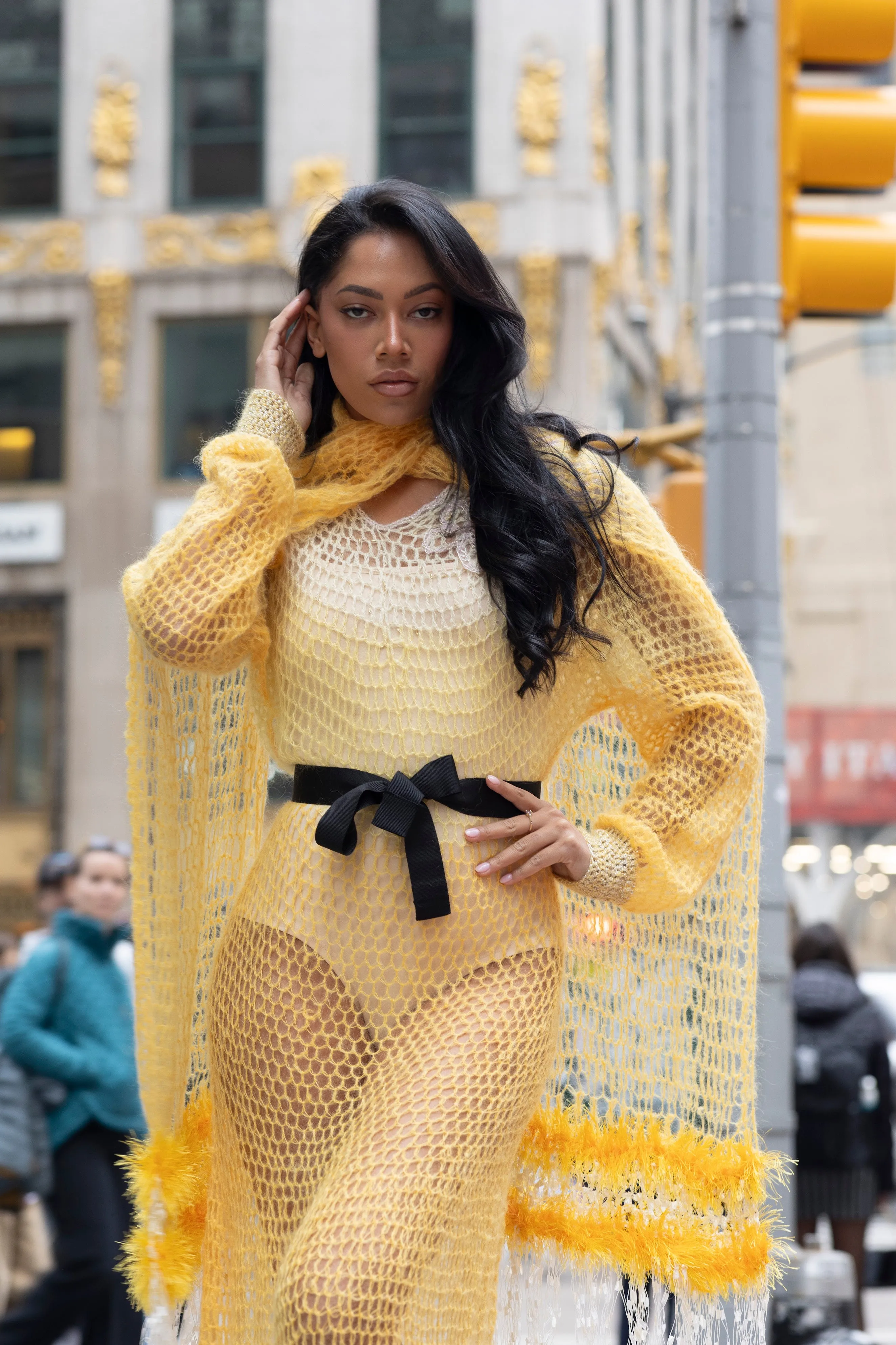 Yellow Rose Handmade Knit Dress